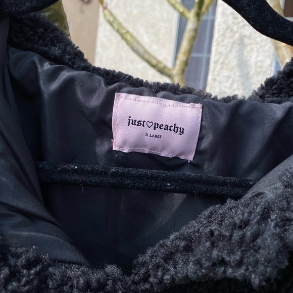 Just Peachy Sherpa Faux Fur Jacket Coat - Picture 2 of 5